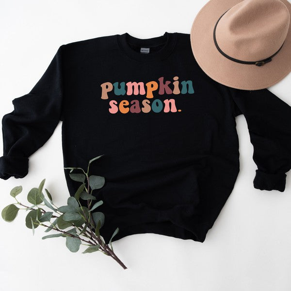 Pumpkin Season Colorful Words Graphic Sweatshirt