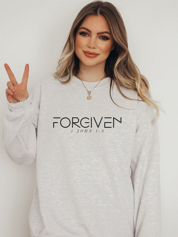 FORGIVEN 1 John 1 9 Cozy Crewneck Sweatshirt