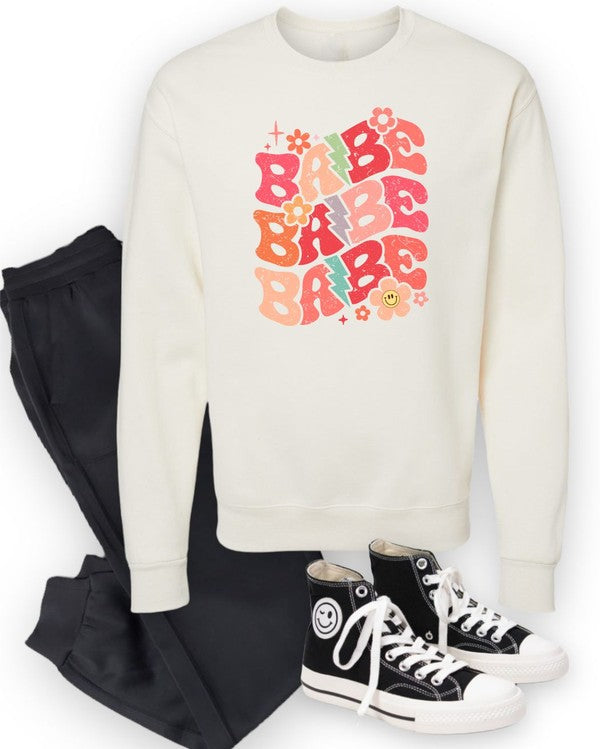 Colorful Groovy Babe Crew Neck Sweatshirt