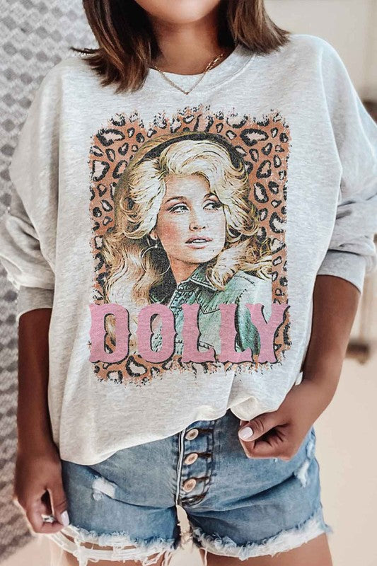 LEOPARD DOLLY WESTERN PLUS SIZE SWEATSHIRT