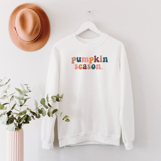 Pumpkin Season Colorful Words Graphic Sweatshirt