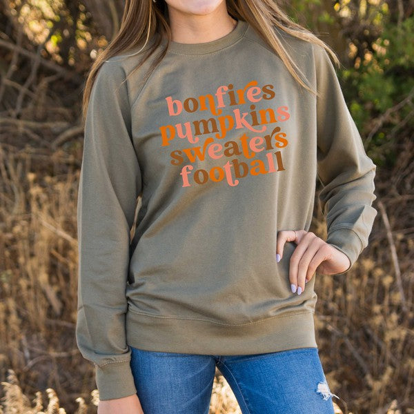 Bonfires Pumpkins Sweaters Colorful Lightweight Sw