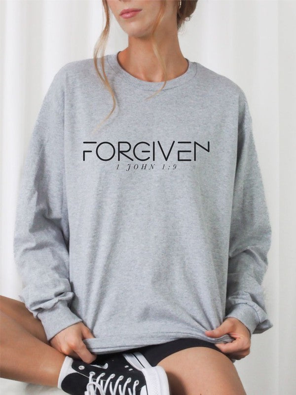 FORGIVEN 1 John 1 9  Cozy Crewneck Sweatshirt