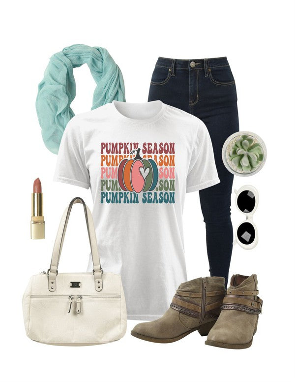 Pumpkin Season Stacked Crewneck Tee