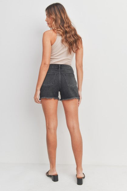 High Rise Hem Detail Shorts