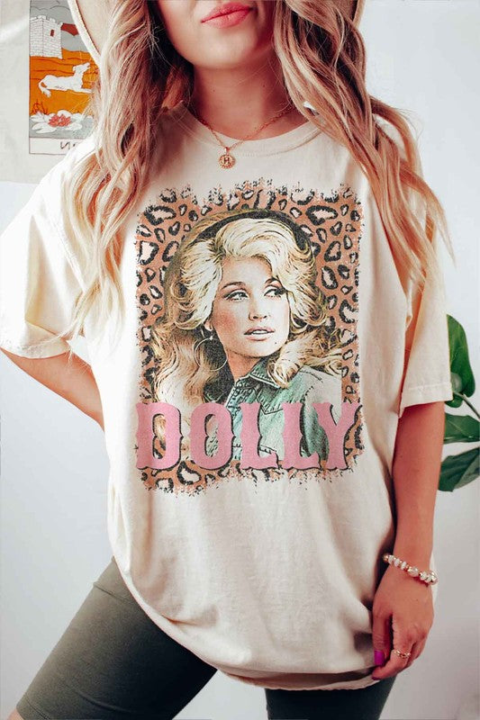 LEOPARD DOLLY WESTERN GRAPHIC PLUS SIZE TEE
