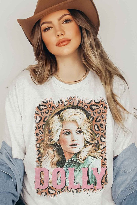 LEOPARD DOLLY WESTERN GRAPHIC PLUS SIZE TEE