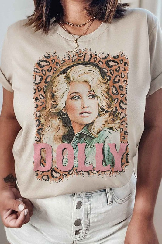 LEOPARD DOLLY WESTERN GRAPHIC PLUS SIZE TEE