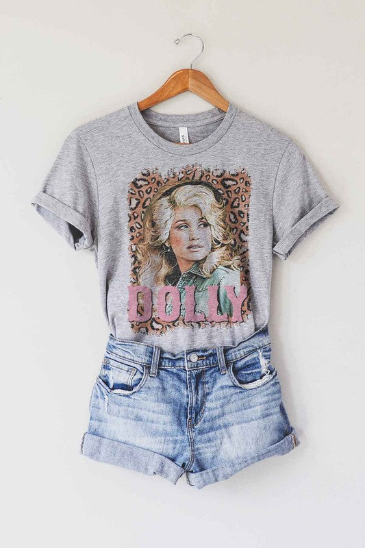LEOPARD DOLLY WESTERN GRAPHIC PLUS SIZE TEE