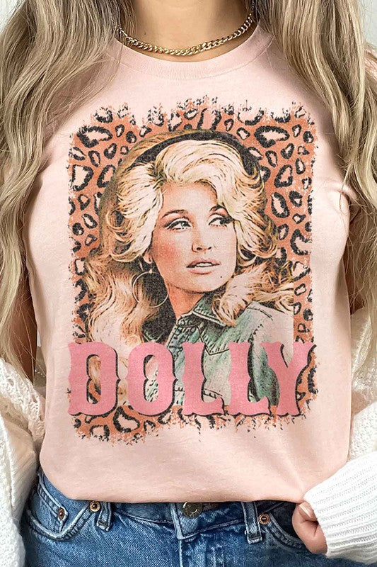 LEOPARD DOLLY WESTERN GRAPHIC PLUS SIZE TEE