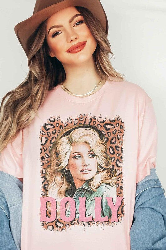 LEOPARD DOLLY WESTERN GRAPHIC PLUS SIZE TEE