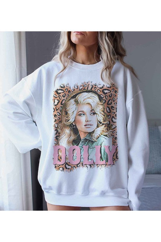 LEOPARD DOLLY WESTERN PLUS SIZE SWEATSHIRT
