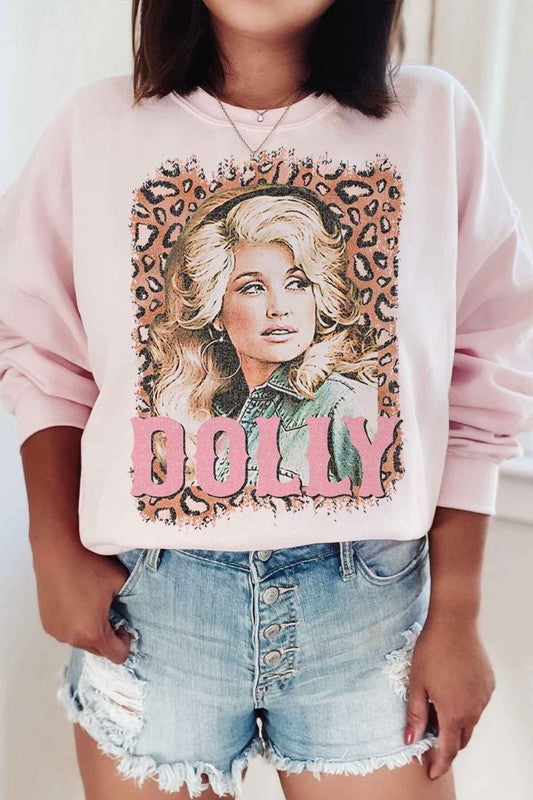 LEOPARD DOLLY WESTERN PLUS SIZE SWEATSHIRT