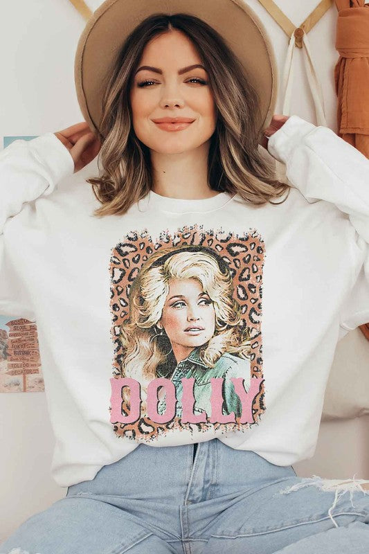 LEOPARD DOLLY WESTERN PLUS SIZE SWEATSHIRT