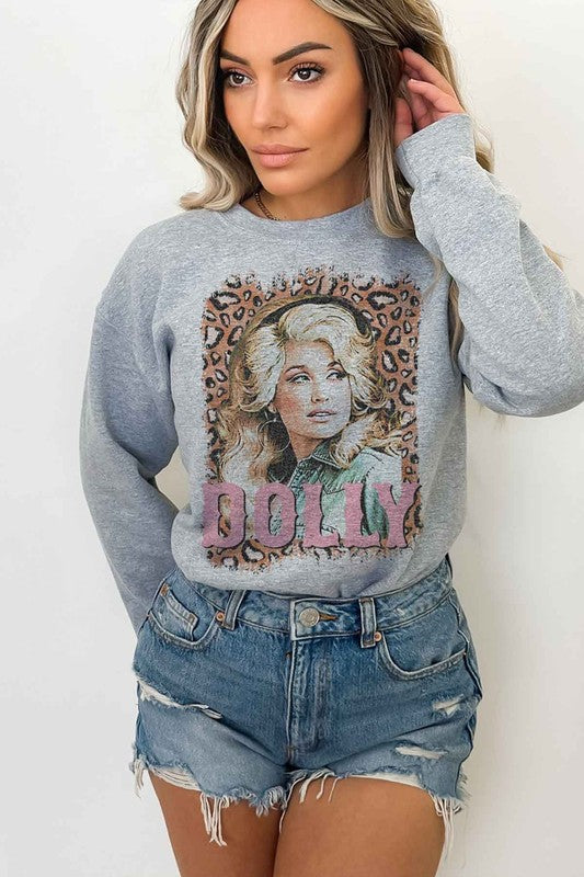 LEOPARD DOLLY WESTERN PLUS SIZE SWEATSHIRT