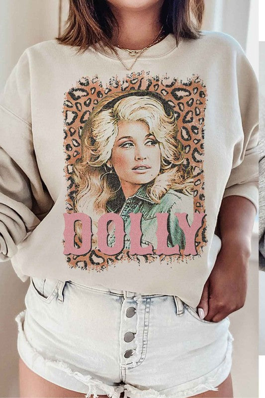 LEOPARD DOLLY WESTERN PLUS SIZE SWEATSHIRT