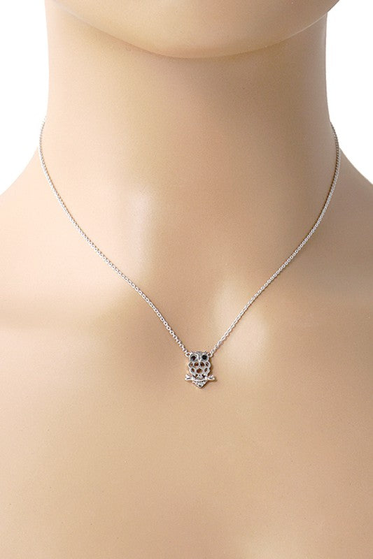 CZ Gold-Dipped Owl Necklace