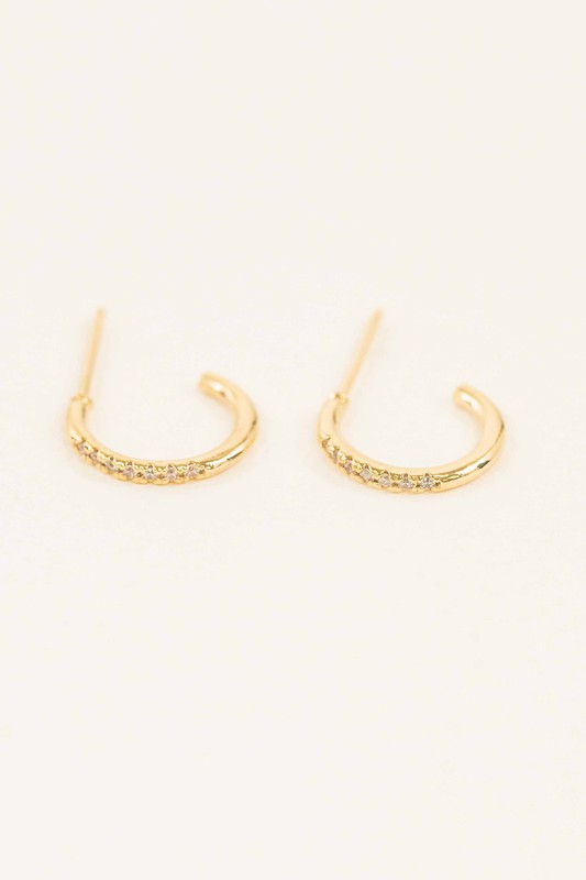 Thin Stone Hoop Earrings