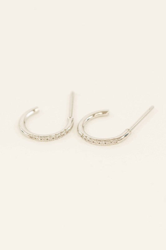 Thin Stone Hoop Earrings