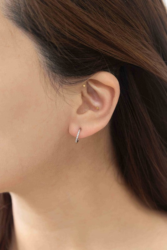 Thin Stone Hoop Earrings