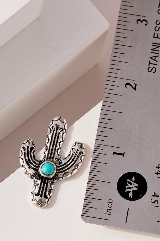 Western Design Cactus Stone Earrings